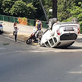 Salerno: perde il controllo dell’auto che si ribalta, due feriti [FOTO]