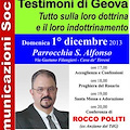 Testimoni di Geova, incontro con Rocco Politi nella Chiesa di Sant'Alfonso