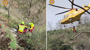 CNSAS in azione a Mercato San Severino: 77enne precipita in un burrone 