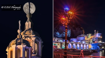 I colori delle luci di Atrani si fondono con la magia della luna piena / Foto Carlo De Felice