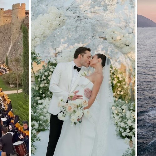 Matrimonio nel Cilento per Ed Westiwick e Amy Jackson, poi crociera al tramonto in Costa d'Amalfi