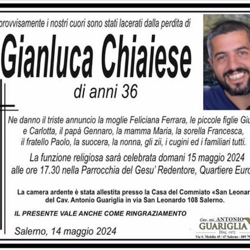 Manifesto funebre di Gianluca Chiaiese