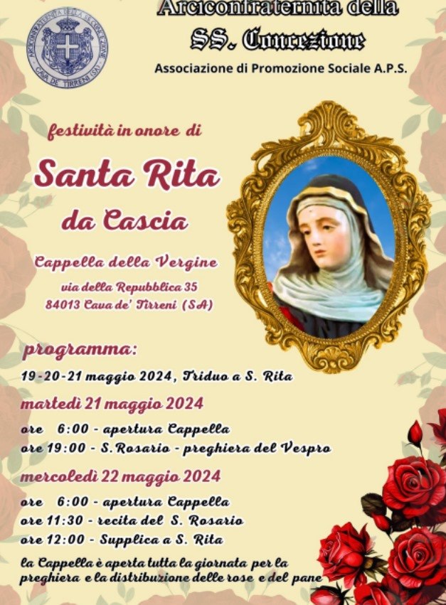 Il Portico - Cava De' Tirreni Festeggia Santa Rita Da Cascia: Il Programma